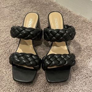 MOVING SALE. MOST ITEMS $20 OR LESS. Soda chunky braid heels NWOT